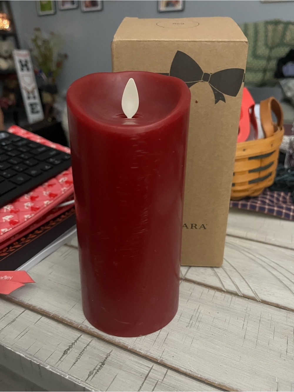Luminara Red Pillar Candle in Deep Red -